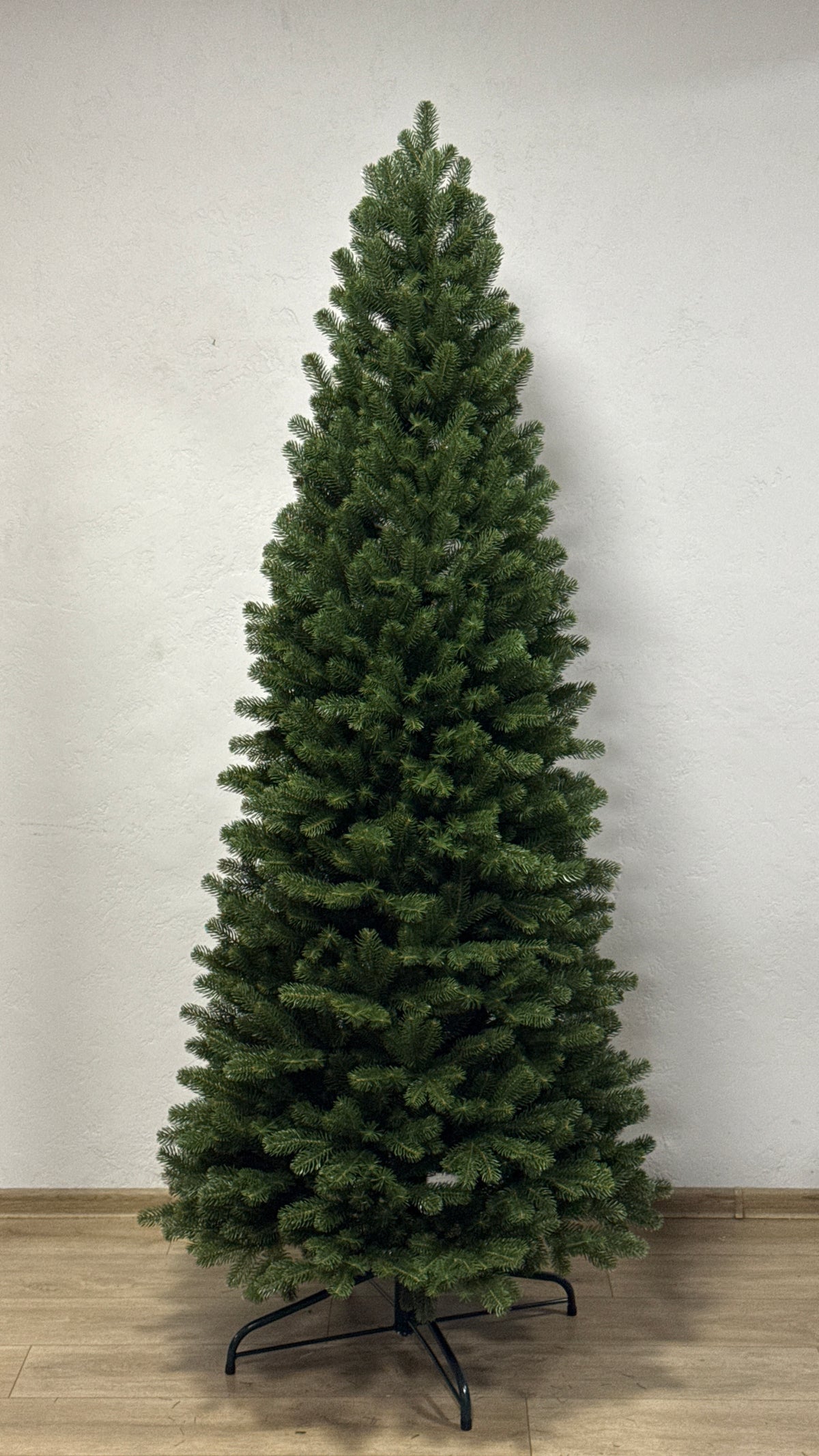 Classic Slim molded Christmas tree, narrow profile, fully assembled and undecorated
