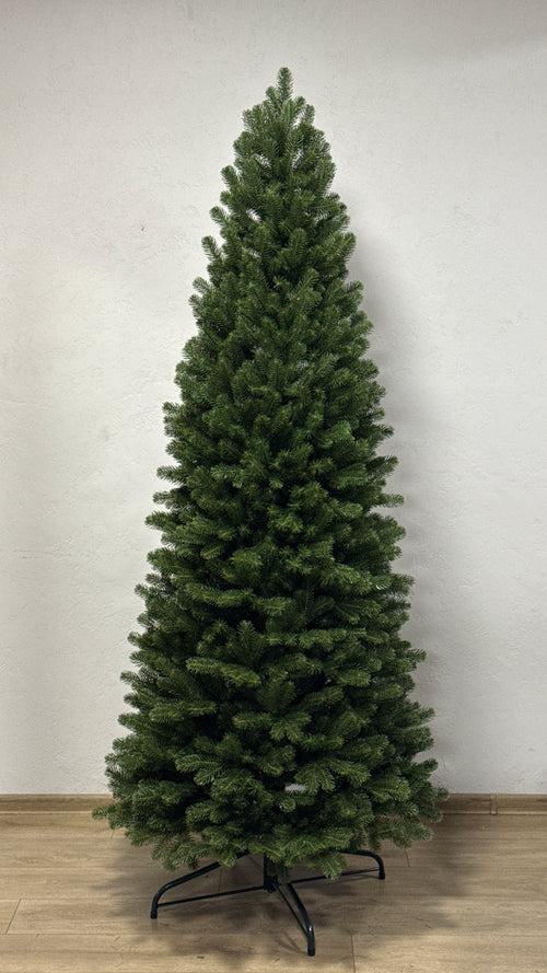 Classic Slim molded Christmas tree, narrow profile, fully assembled and undecorated