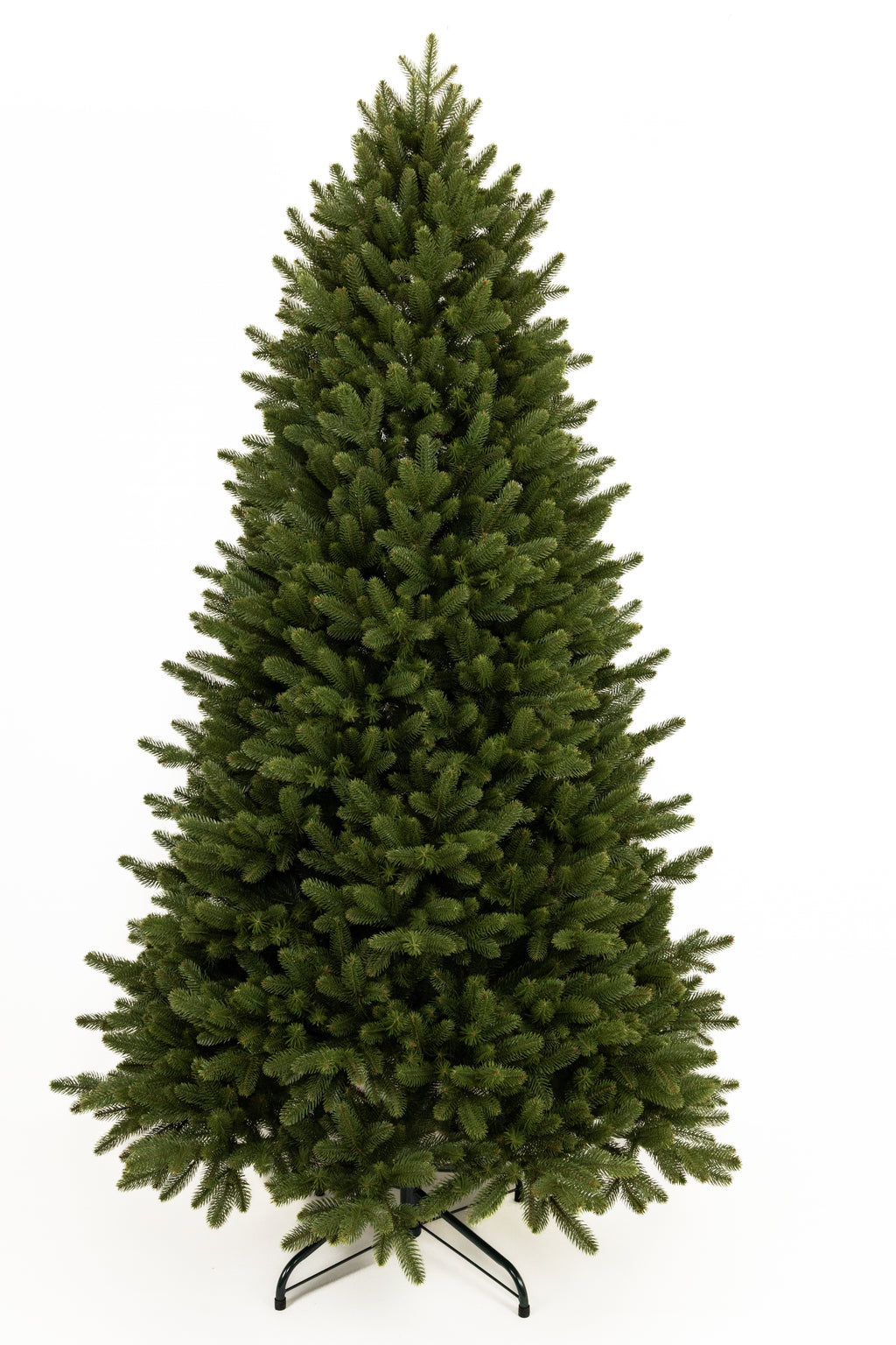 Ukrainian Prime molded Christmas tree on a white background, fully assembled and undecorated