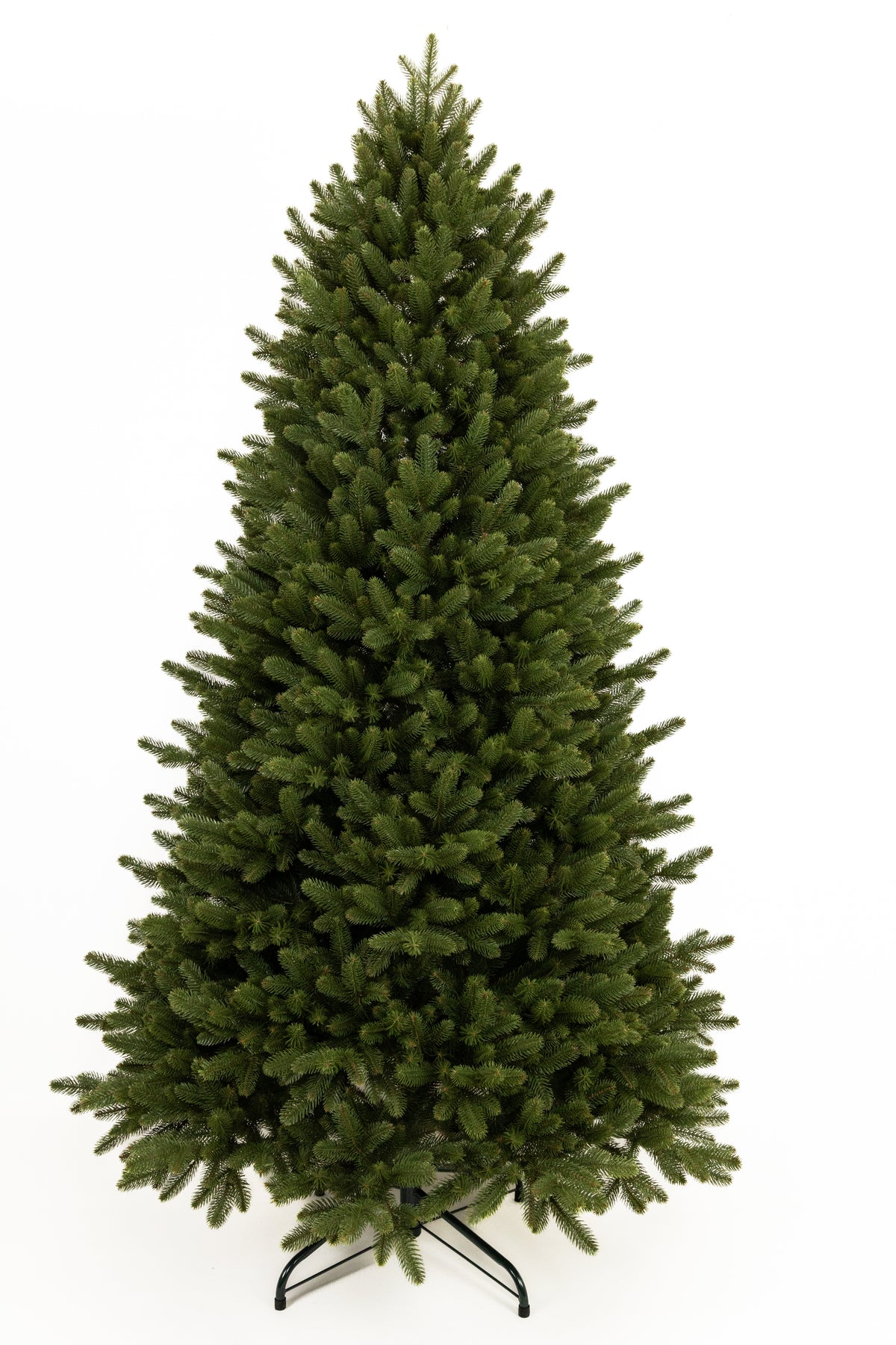 Ukrainian Prime molded Christmas tree on a white background, fully assembled and undecorated